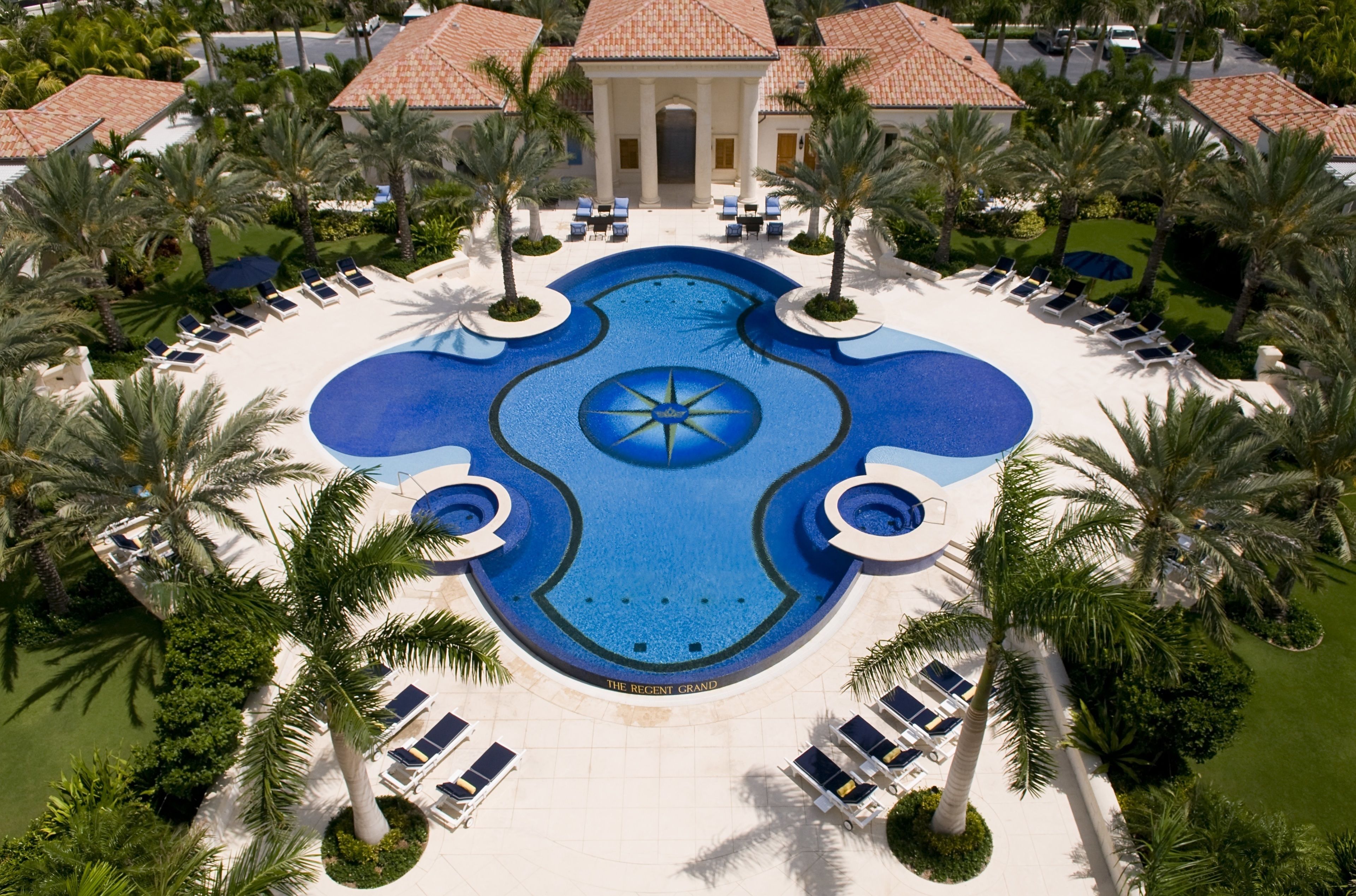 Outdoor pool, pool umbrellas