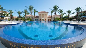 Outdoor pool, pool umbrellas