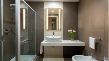 Free toiletries, hair dryer, bidet, towels