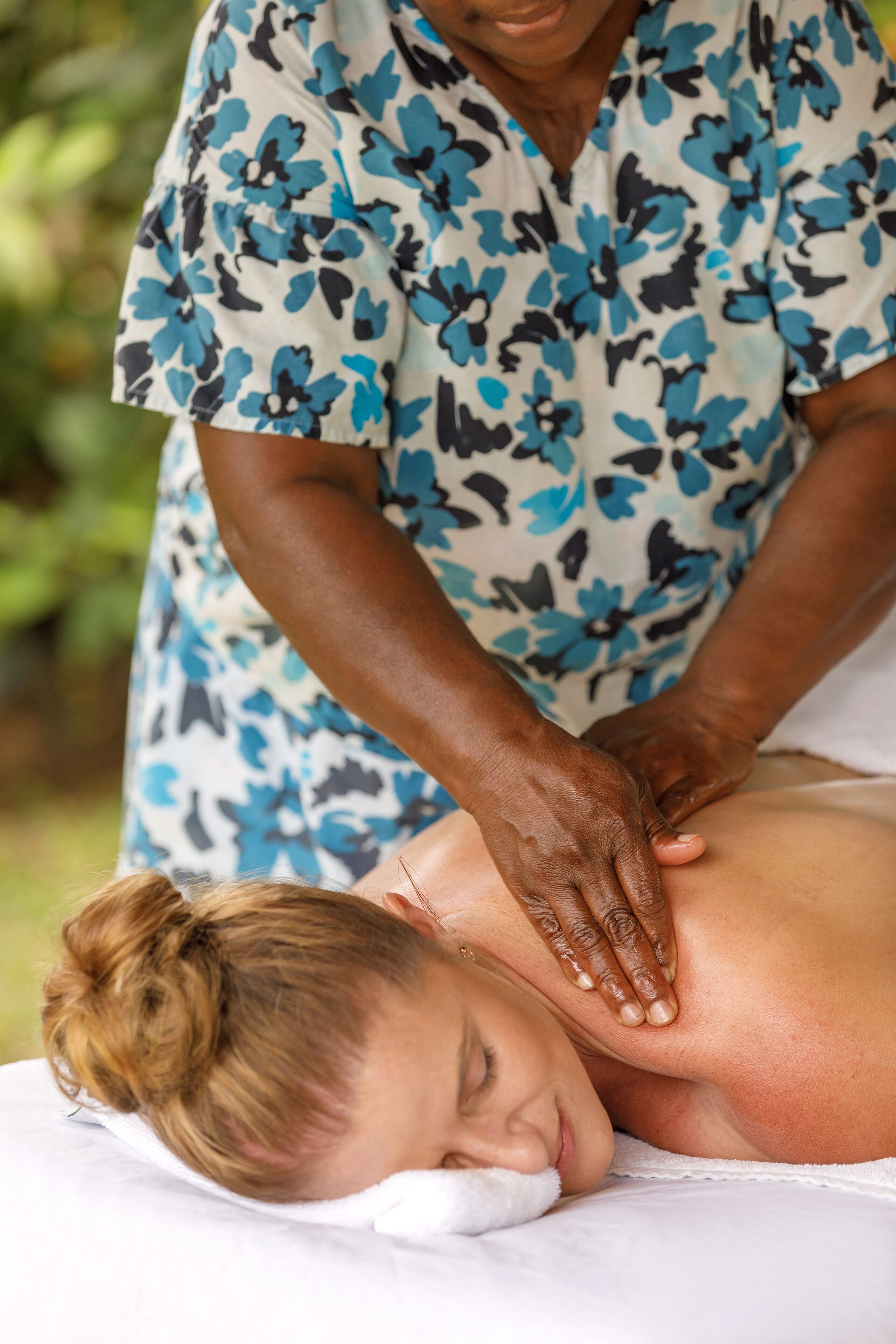 A person receiving a massage.