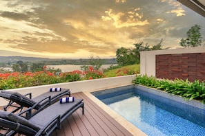 Bungalow, piscine privée, vue lagon