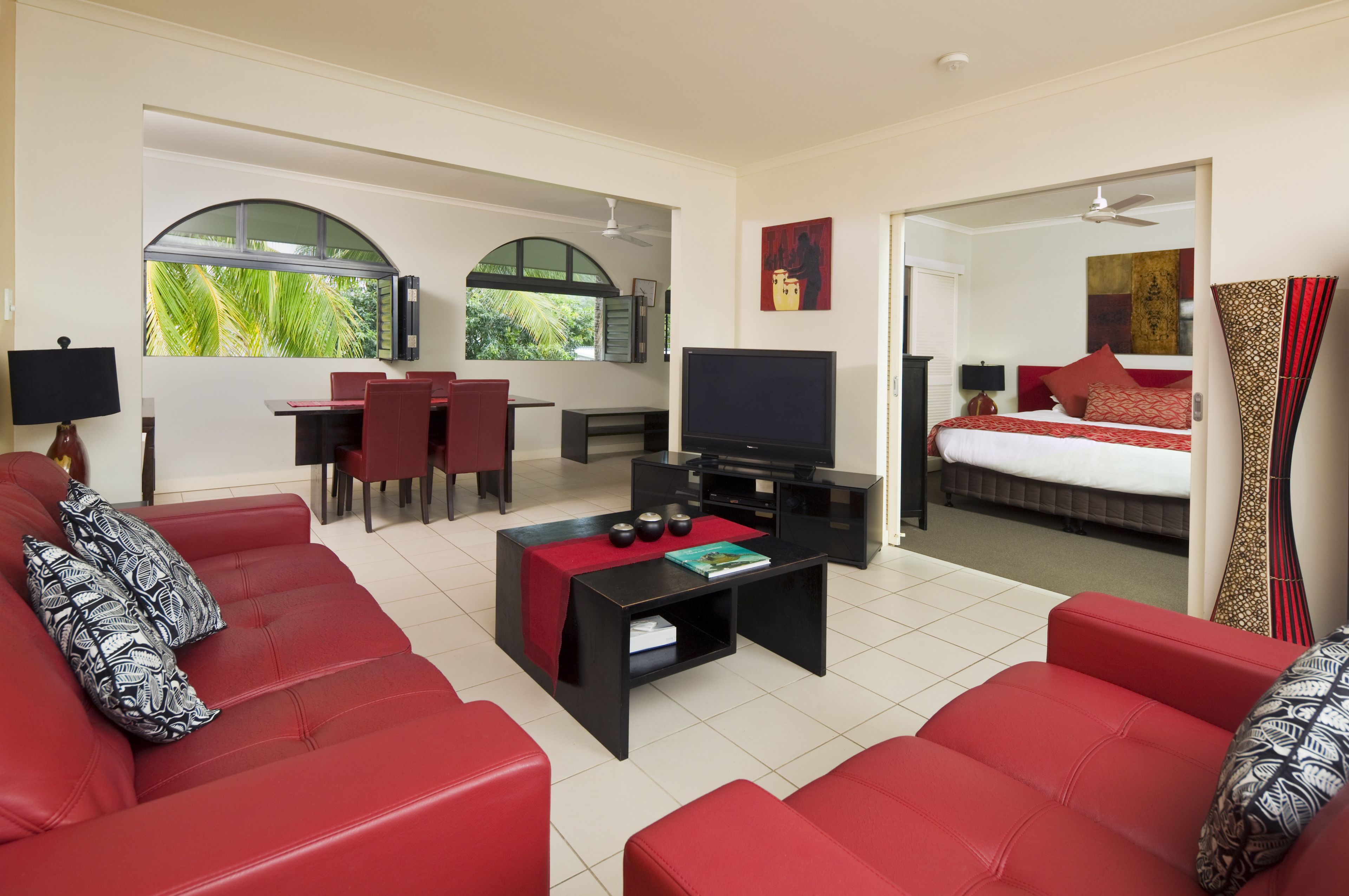 apartment, 1 bedroom, jetted tub (1 bedroom spa) | living area | 45-inch lcd tv with digital channels, tv
