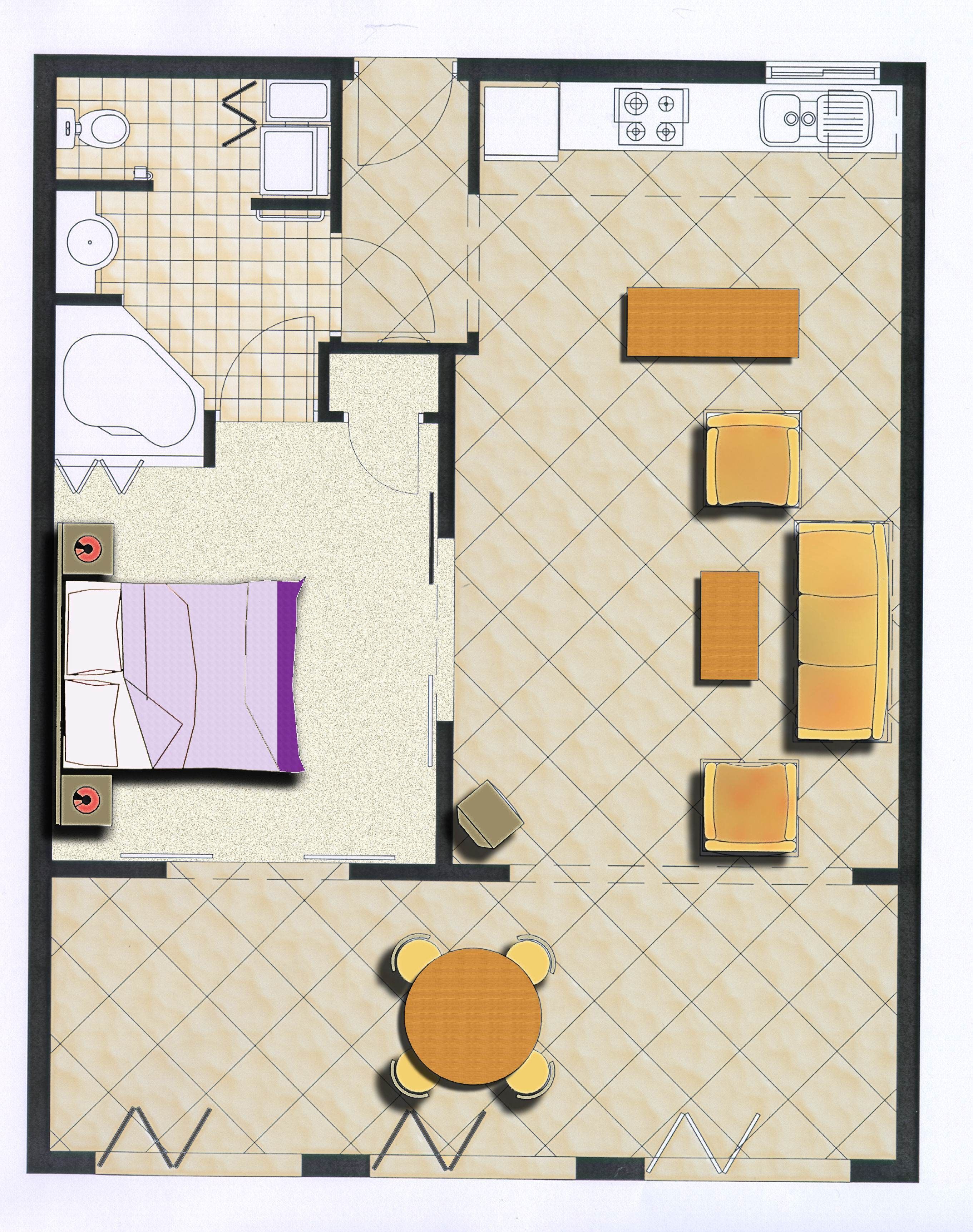 apartment, 1 bedroom, jetted tub (1 bedroom spa) | floor plan