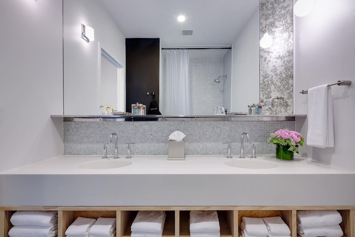 free toiletries, hair dryer, bathrobes, towels