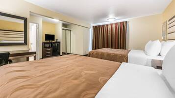 Standard Room, 2 Queen Beds, Non Smoking | Desk, iron/ironing board, free WiFi, bed sheets