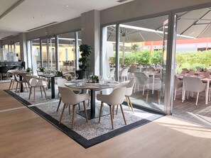 French cuisine, garden views