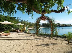 Private beach, beach shuttle, waterskiing