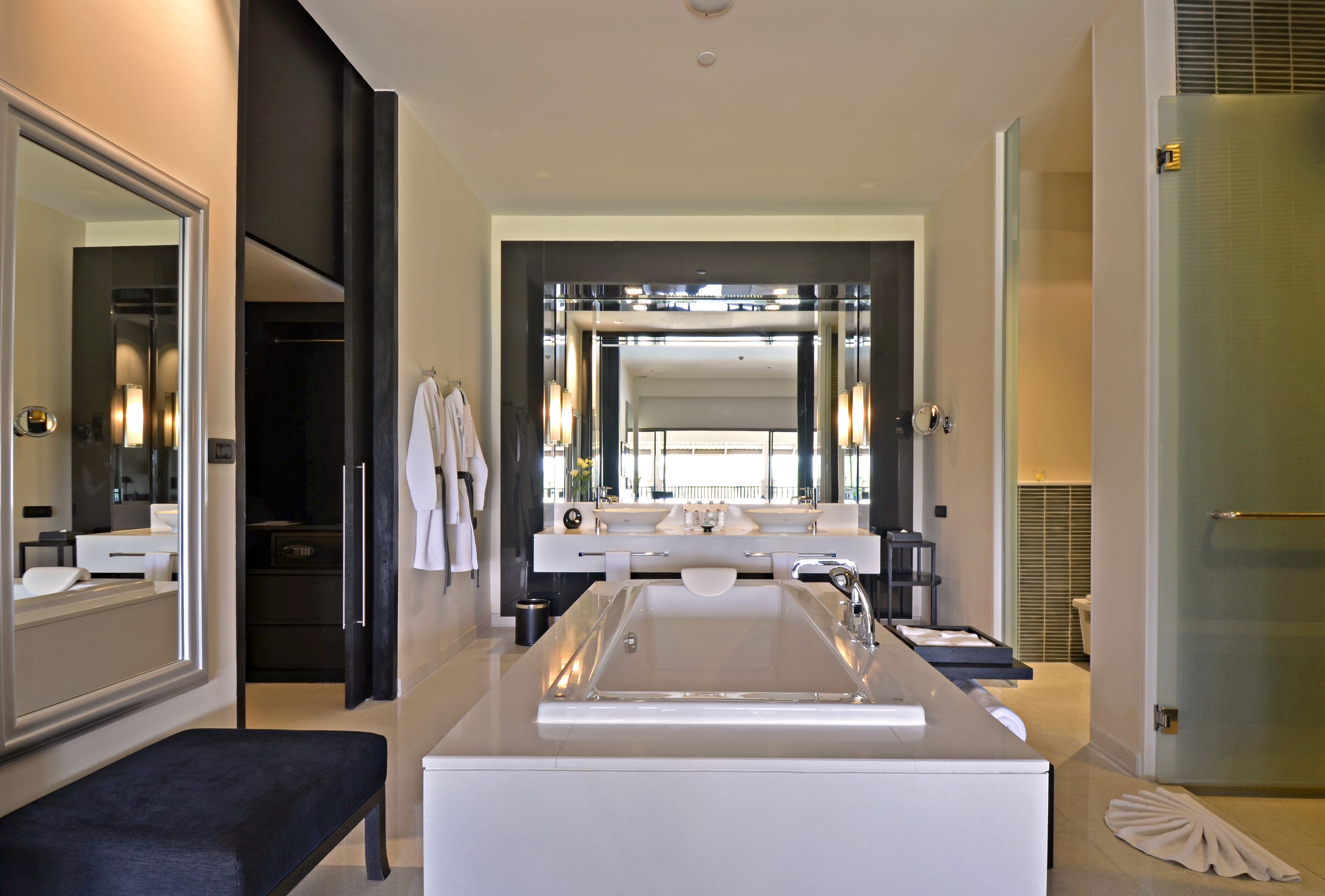 suite, 1 bedroom, non smoking, pool view (balcony) | bathroom | separate bathtub and shower, deep-soaking bathtub, rainfall showerhead