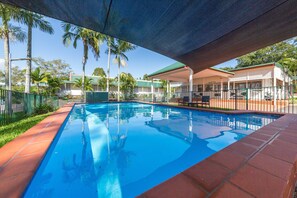 Outdoor pool, sun loungers