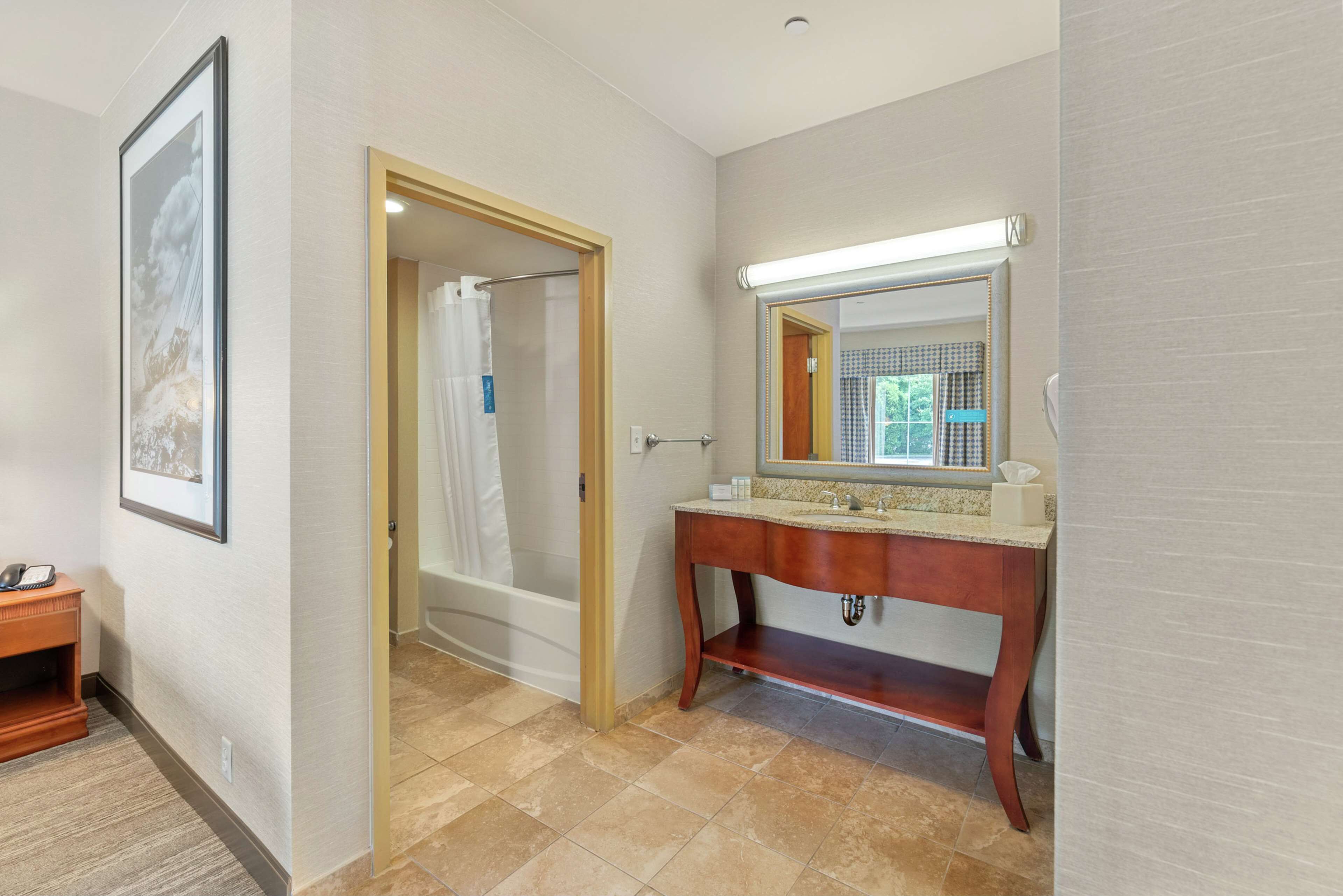 studio suite, 1 king bed, non smoking | bathroom | free toiletries, hair dryer, towels, soap