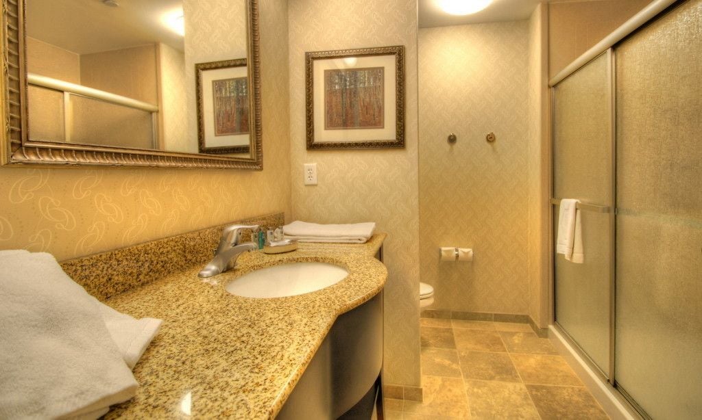 free toiletries, hair dryer, towels