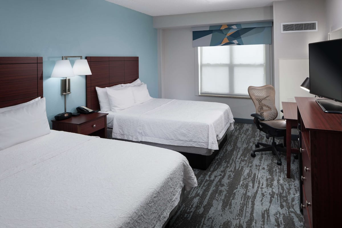 Hypo-allergenic bedding, blackout curtains, iron/ironing board