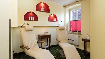 Sauna, hot stone massages, deep-tissue massages, prenatal massages