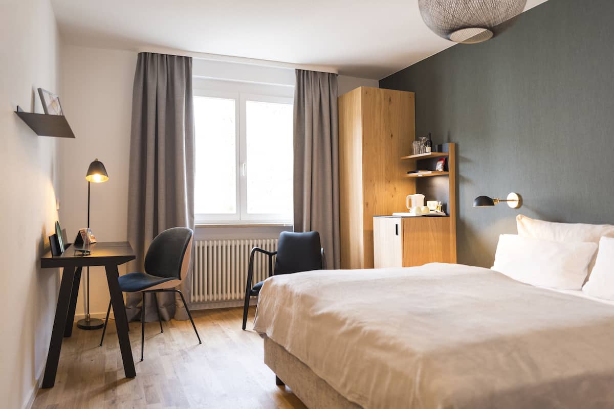 Desk, blackout curtains, iron/ironing board, free WiFi