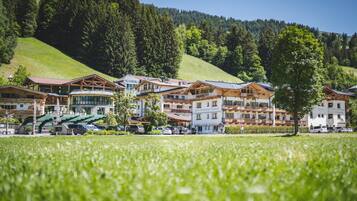 Experience serene views of the surrounding forested hills from the hotel's traditional Alpine-style rooms.