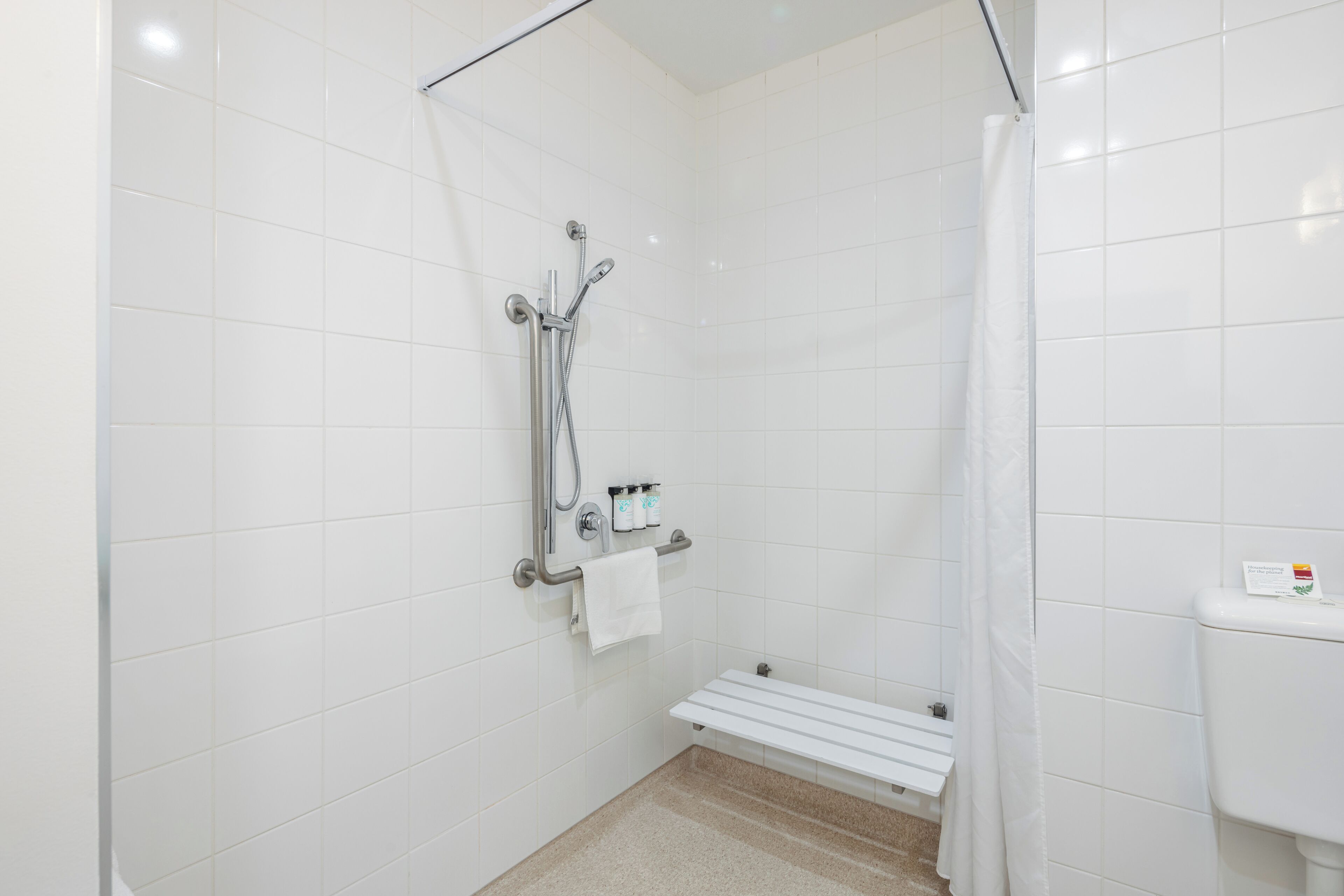 free toiletries, hair dryer, towels