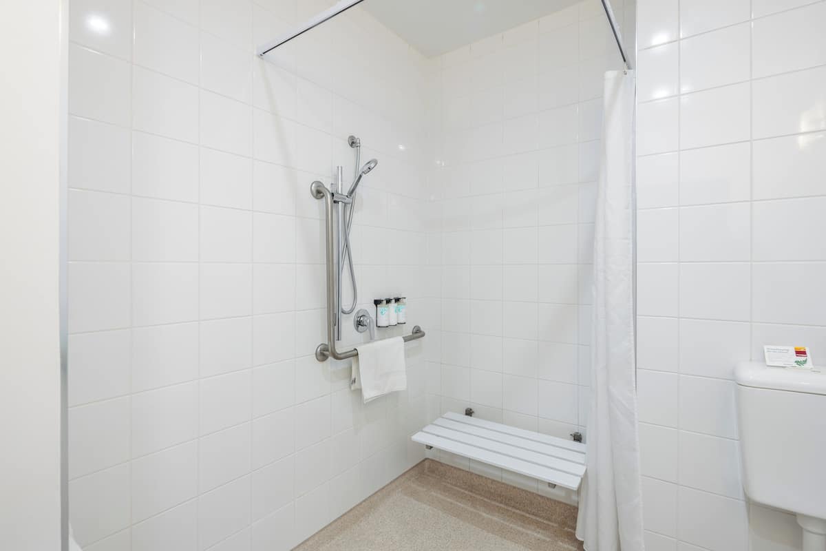 free toiletries, hair dryer, towels