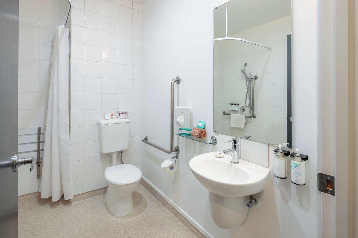 free toiletries, hair dryer, towels