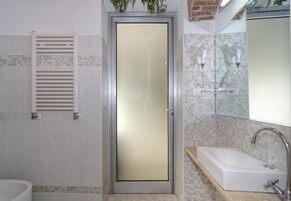 Bathroom | Shower, hair dryer, towels