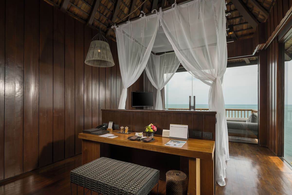 two bedroom ocean front  duplex pool villa | 1 bedroom, premium bedding, select comfort beds, minibar