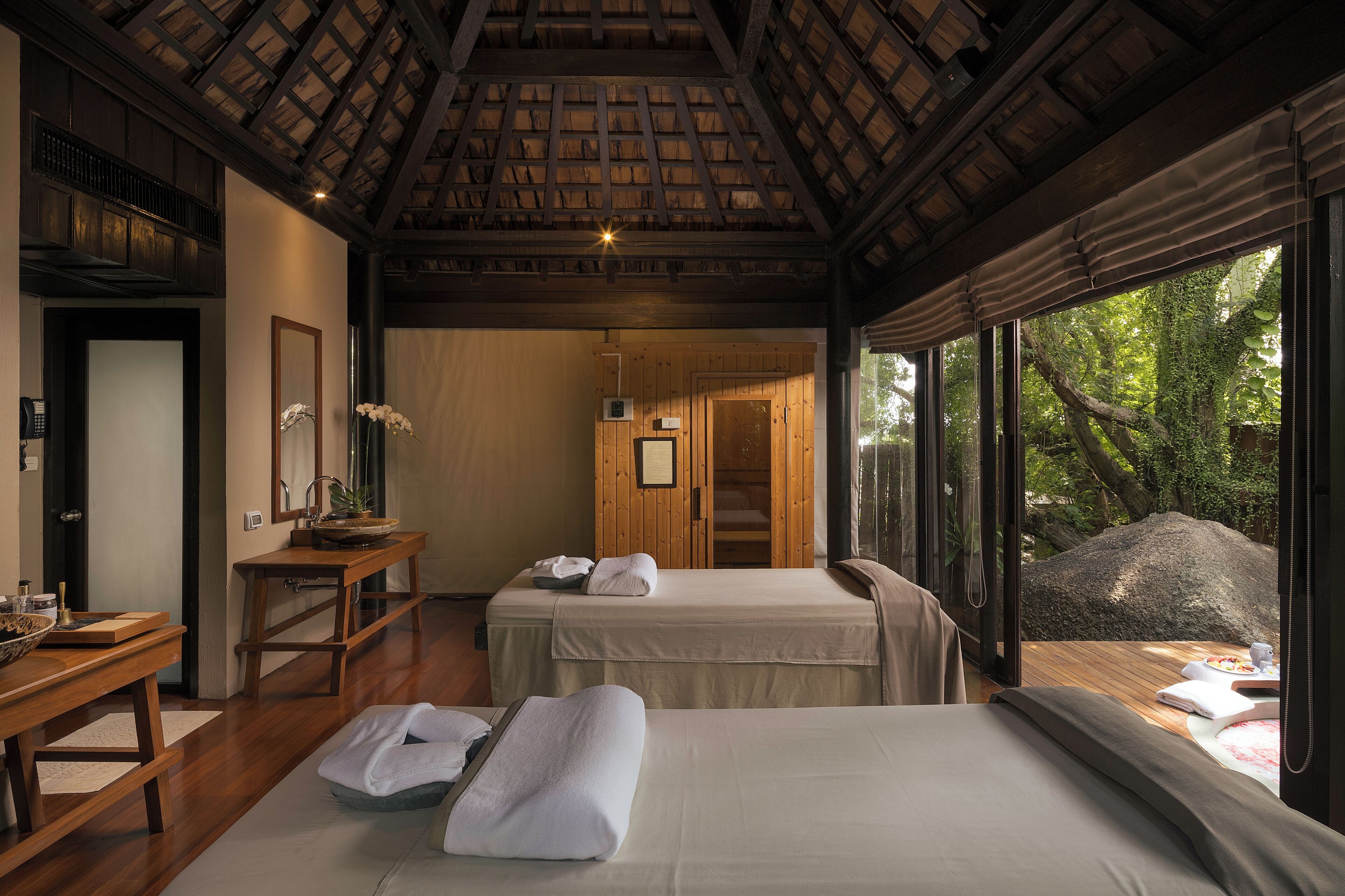 couples treatment room(s), hot tub, body treatments, aromatherapy