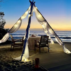 On the beach, white sand, free beach shuttle, beach cabanas