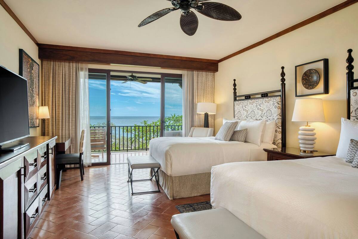 Deluxe Room, 2 Double Beds, Balcony (Oceanfront) | Egyptian cotton sheets, premium bedding, down comforters, pillowtop beds
