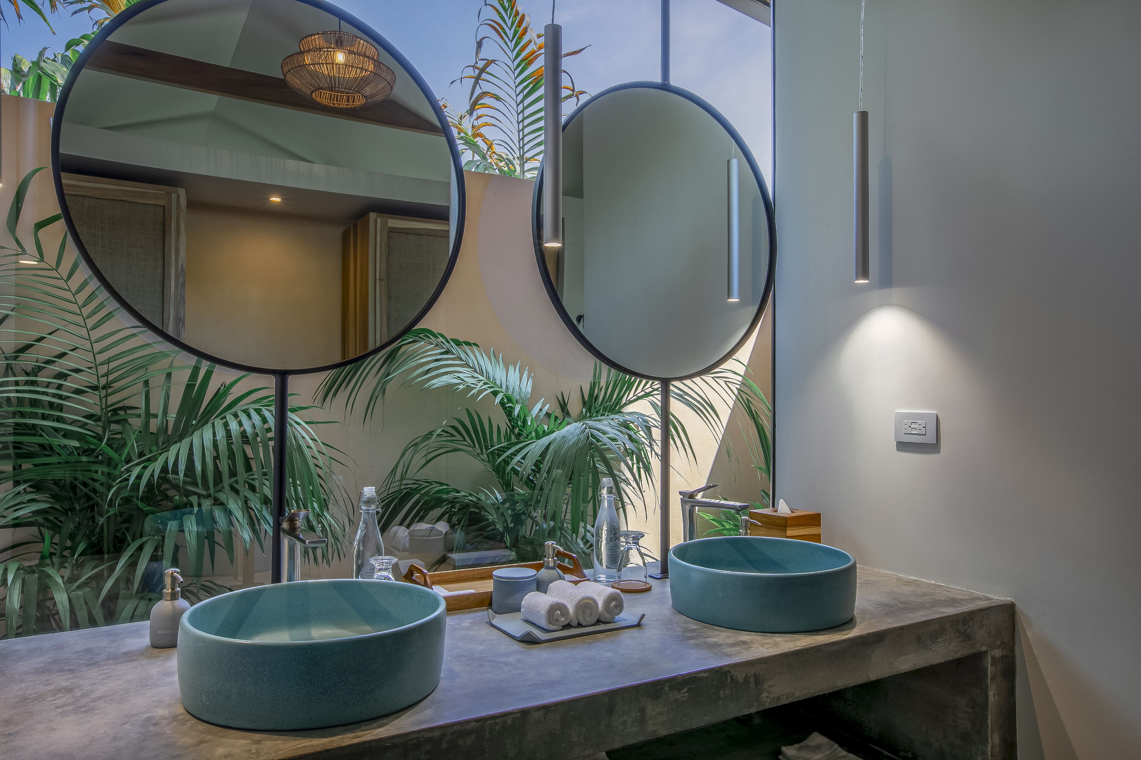 arenal pool casita | bathroom | shower, rainfall showerhead, designer toiletries, hair dryer