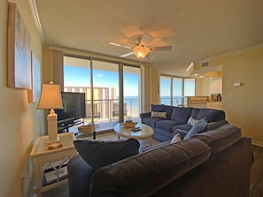 Condo, 2 Bedrooms | Living area | TV, DVD player - Palmetto Vacation Rentals at Kingston Plantation (Myrtle Beach)