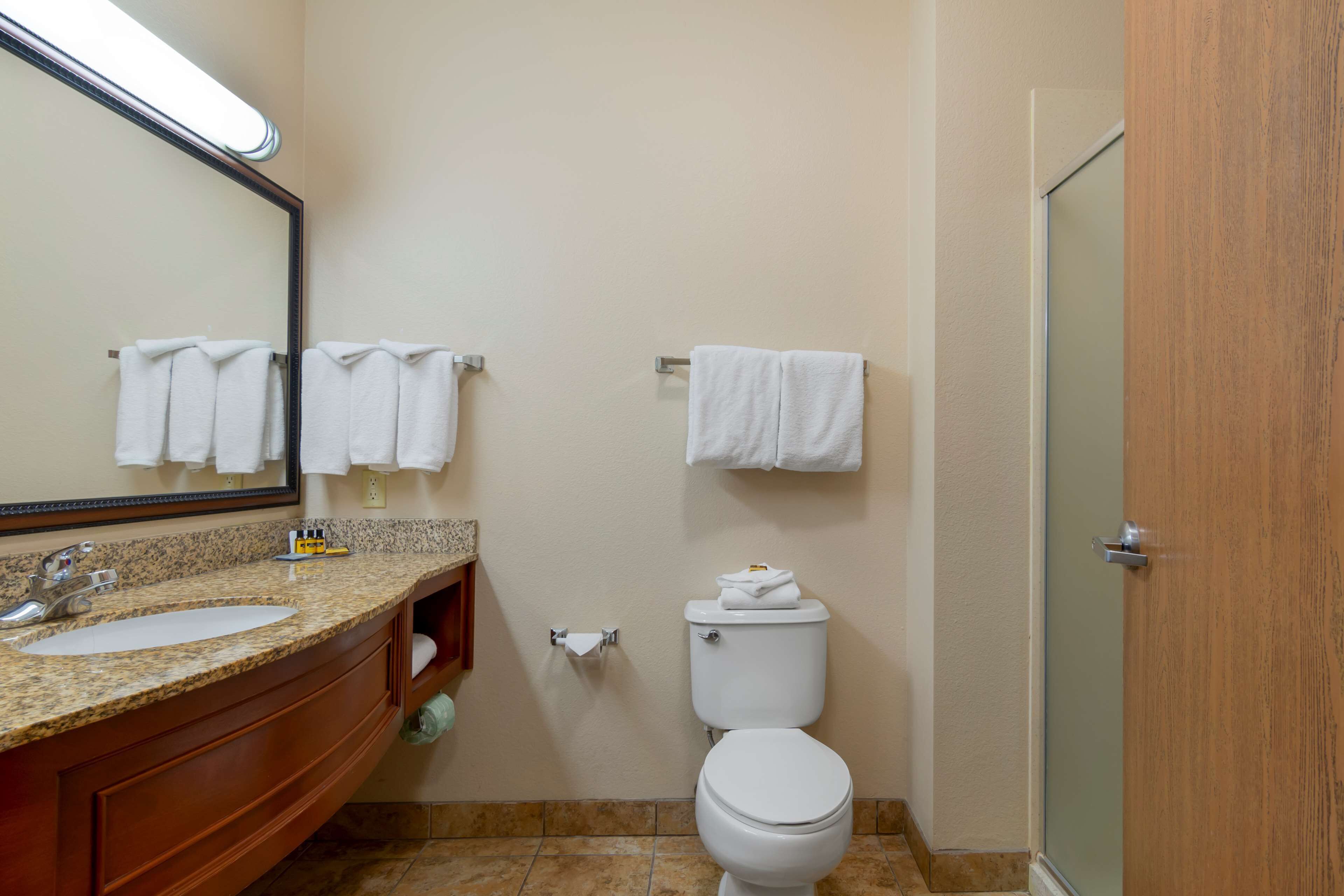 free toiletries, hair dryer, towels