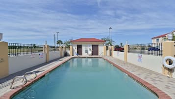 Outdoor pool, sun loungers