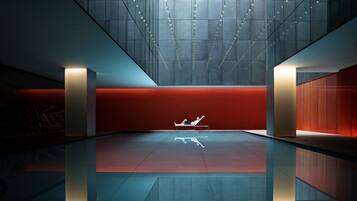 Piscina interna, espreguiçadeiras