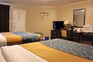 Individually furnished, desk, laptop workspace, blackout curtains