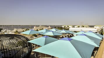 Enjoy a meal or relax with a view of the marina from our outdoor seating area.
