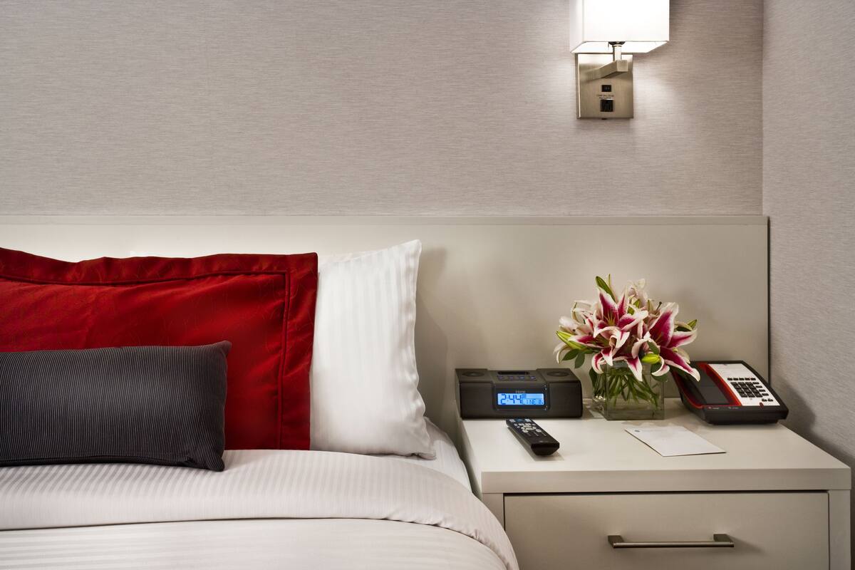 In-room safe, desk, laptop workspace, blackout drapes