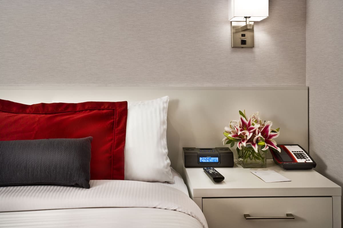 In-room safe, desk, laptop workspace, blackout curtains