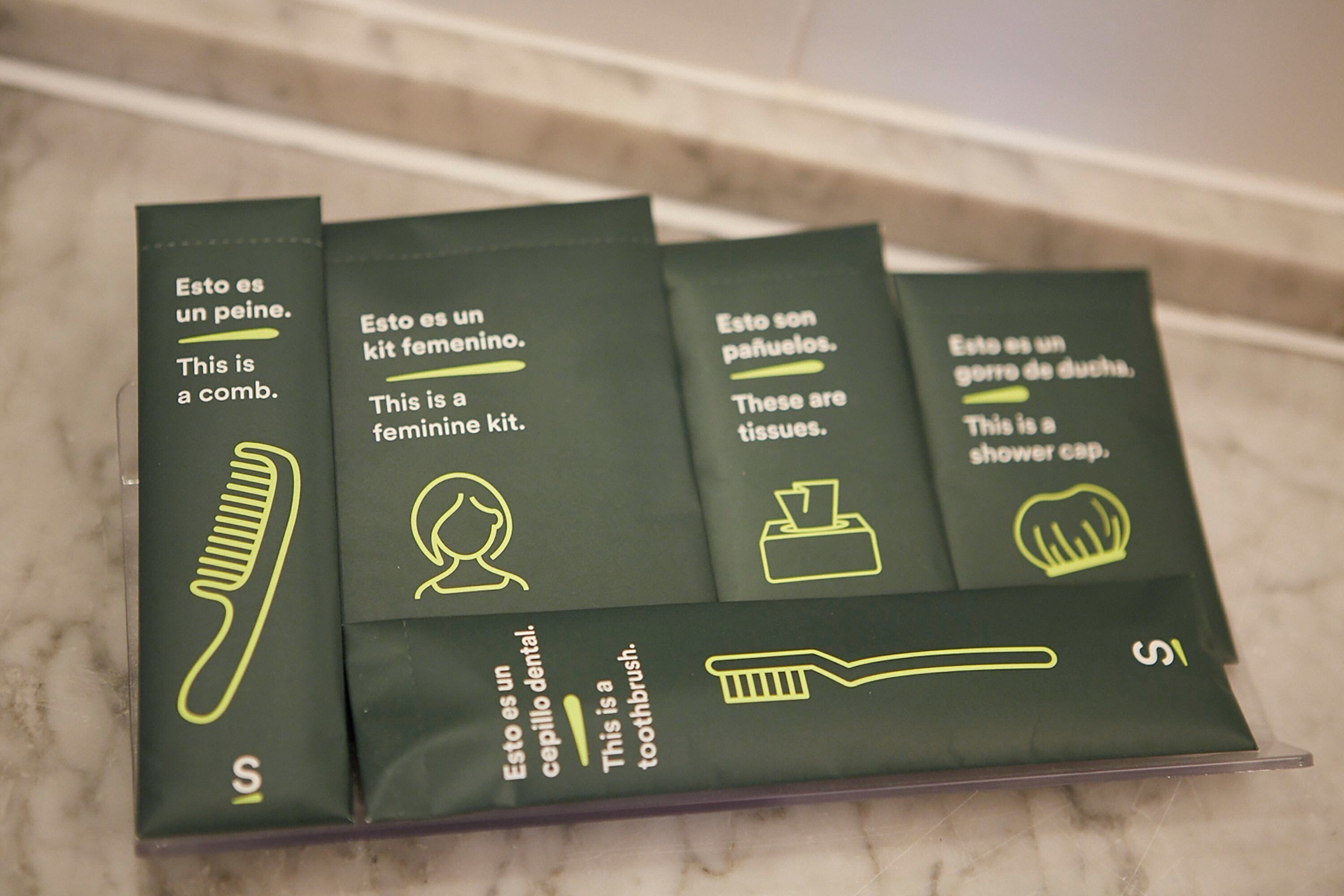 free toiletries, hair dryer, towels