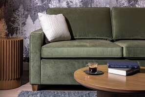 Flat-screen TV, iPod dock