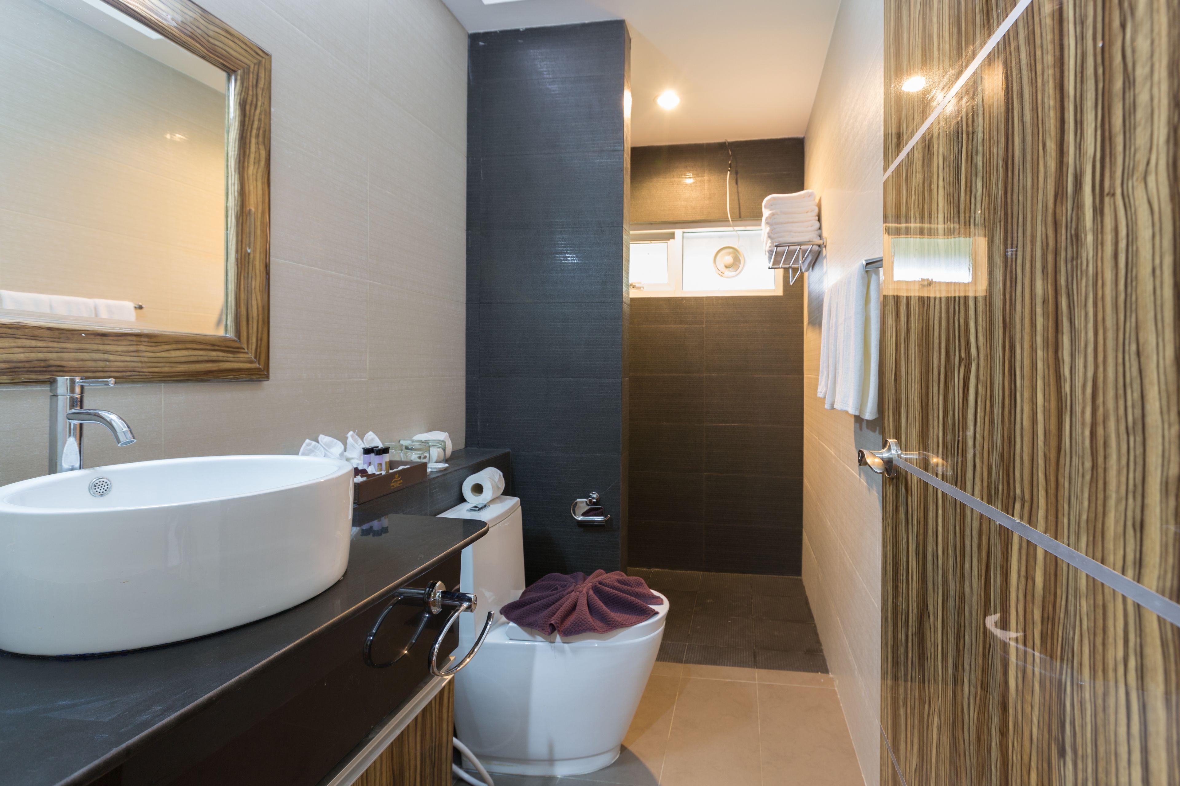 free toiletries, hair dryer, bathrobes, slippers