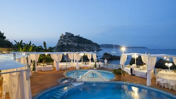 Indoor pool, 2 outdoor pools, open 8:00 AM to 7:00 PM, pool loungers
