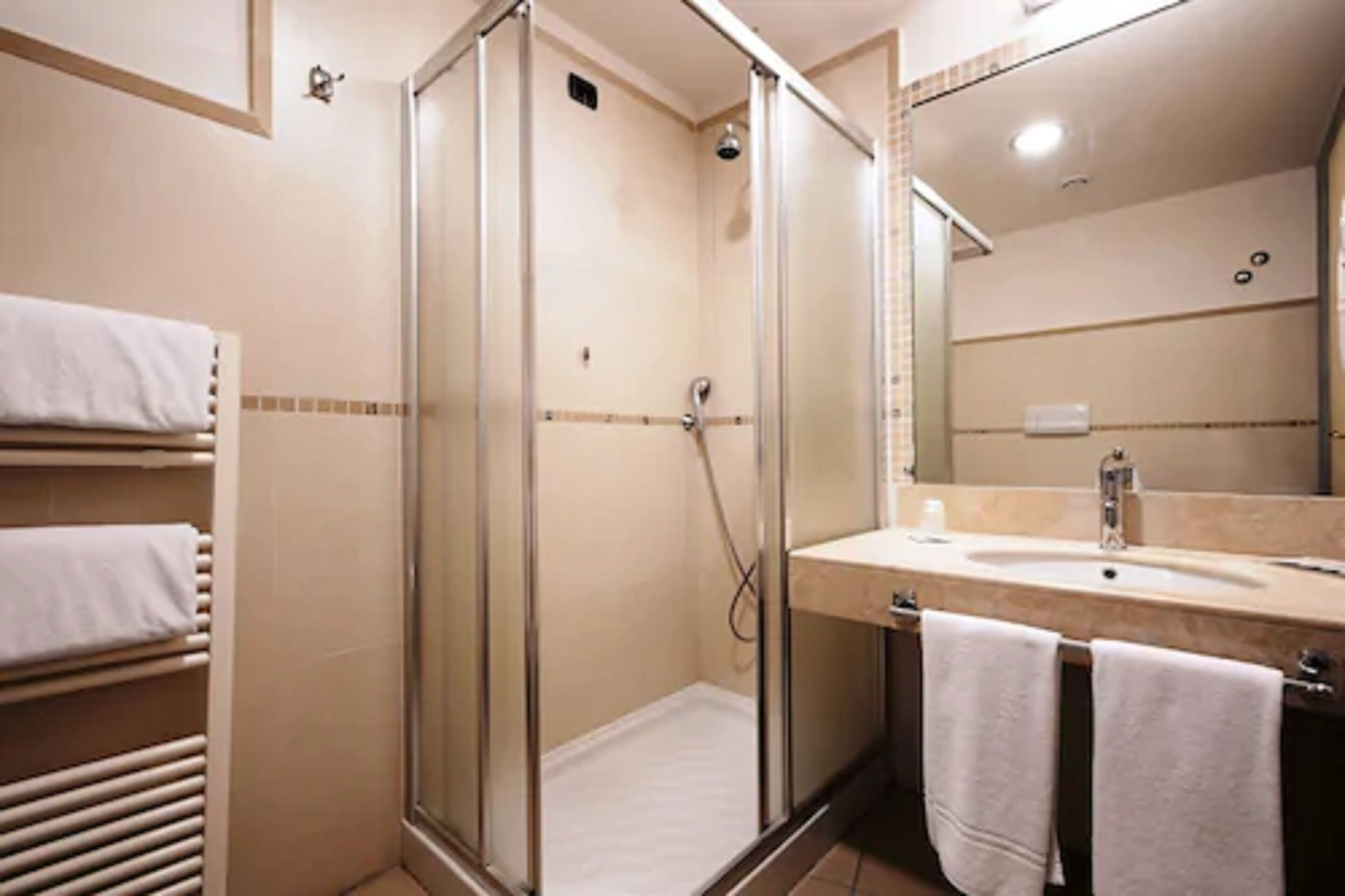 hair dryer, bidet, towels