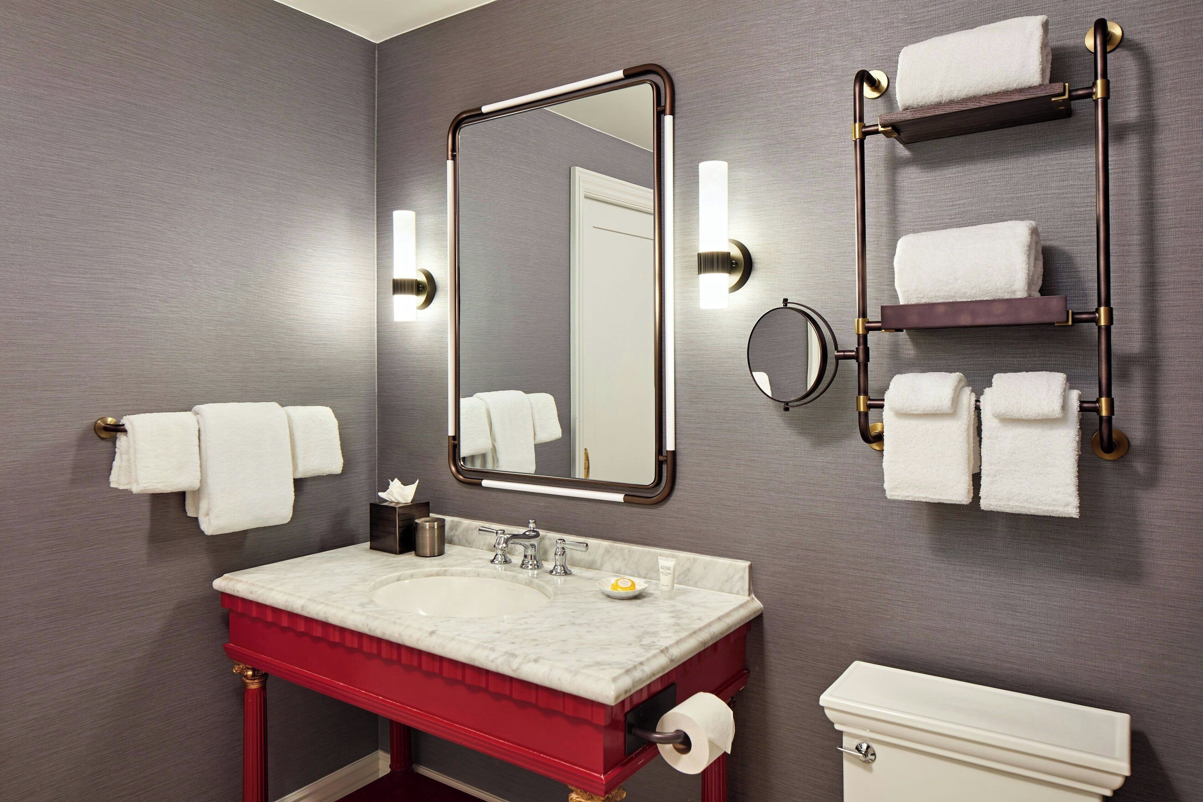 combined shower/bathtub, free toiletries, hair dryer, bathrobes