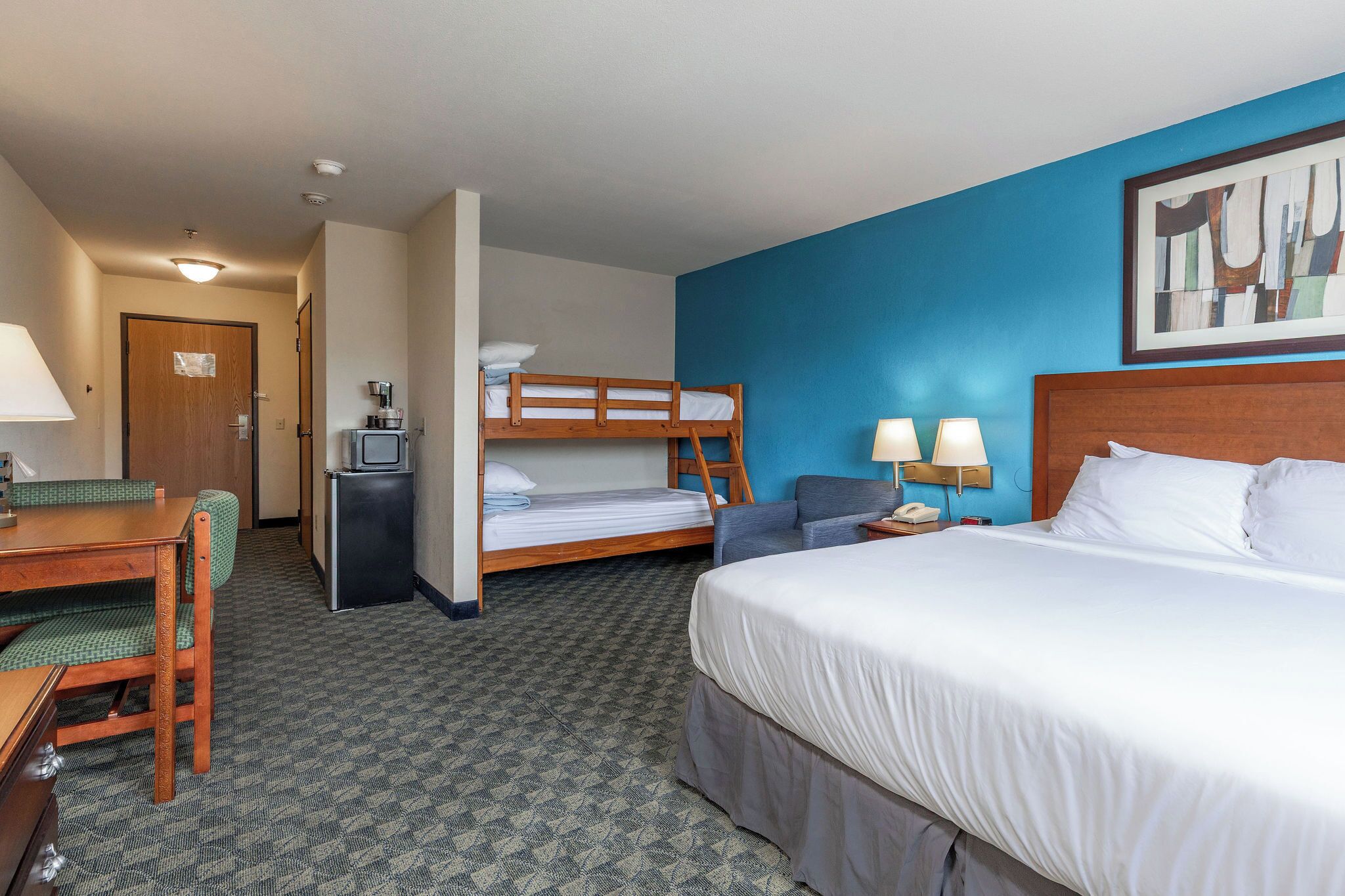 Blackout curtains, iron/ironing board, free WiFi, bed sheets