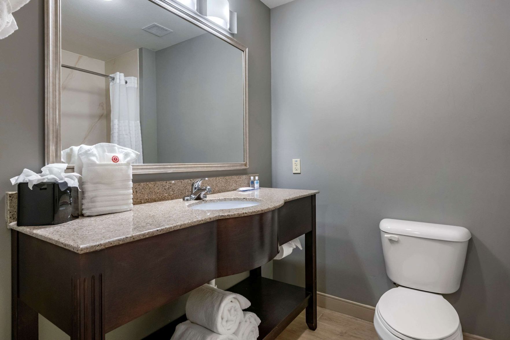 Bathroom | Combined shower/bathtub, free toiletries, hair dryer, towels