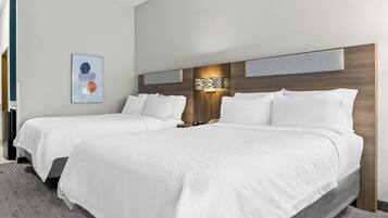 Premium bedding, pillowtop beds, desk, blackout drapes