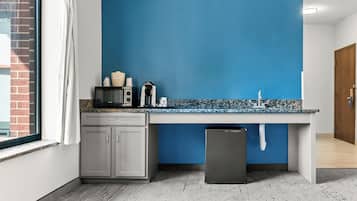 Premium bedding, pillowtop beds, desk, blackout drapes