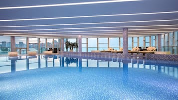 Indoor pool, pool loungers
