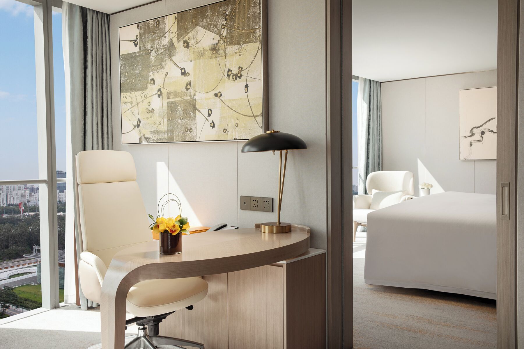 premier suite, 1 single bed (birds nest view) | living area | lcd tv, dvd player, ipod dock, pay films