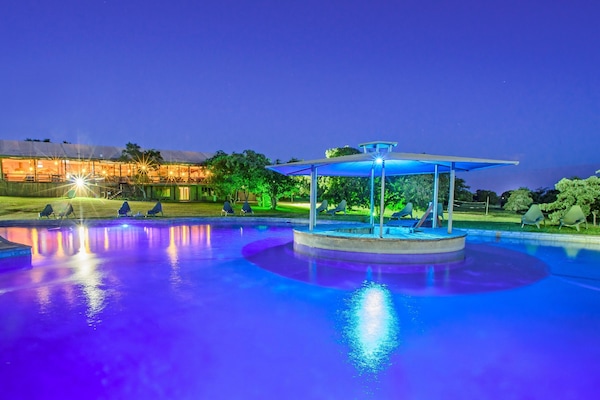 Outdoor pool, sun loungers