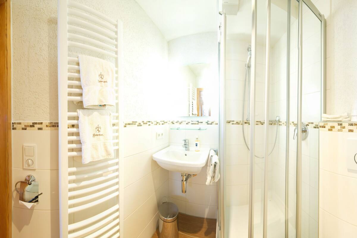 standard single room | bathroom | free toiletries, hair dryer, towels